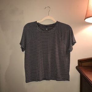 black and white striped top